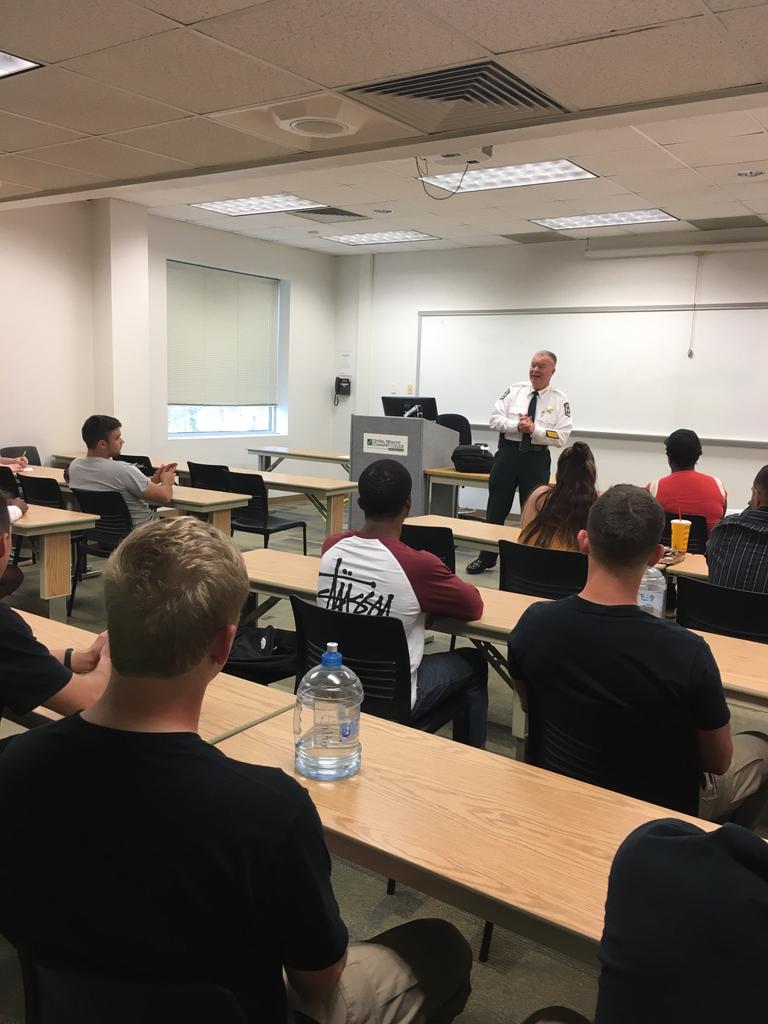 IrwinForSheriff's tweet photo. Sheriff Carmichael speaking to a criminal justice class at @cpcc https://t.co/XgnRdSPEO2