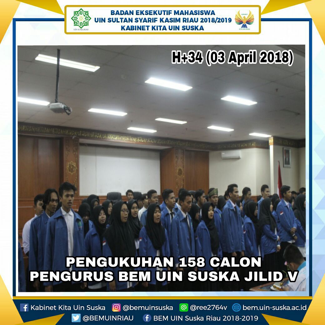 INSPIRASI GERAKAN KAMPUS MADANI

H+34
Selasa, 03 April 2018
1 Kabar Utama

1. PENGUKUHAN 158 CALON PENGURUS BEM UIN SUSKA JILID V
(Pekanbaru, 02 April 2018)

Baca selengkapnya: instagram.com/p/BhHERHPgl-m/
