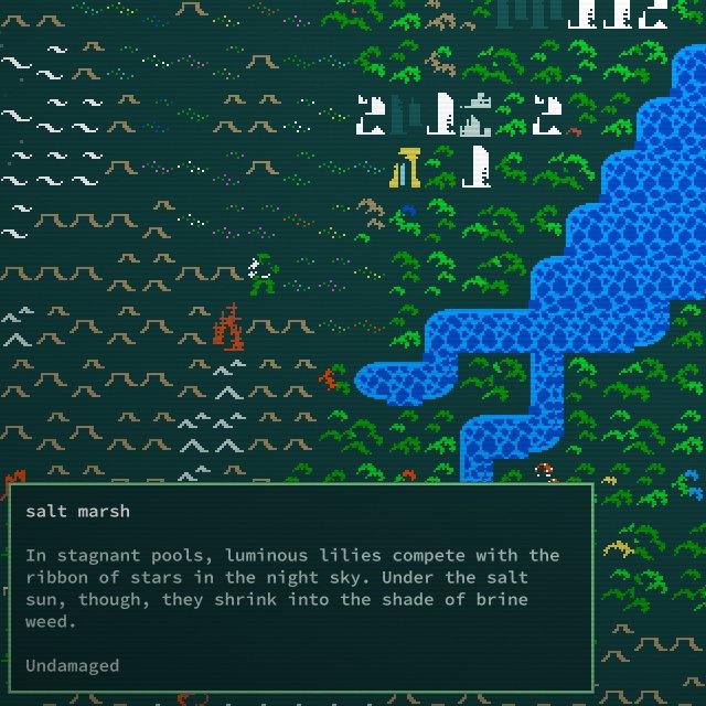 ptychomancer's tweet image. New followers: you may want to check out the weird game we&apos;re making, Caves of Qud

It&apos;s a far-future, sci-fantasy RPG that&apos;s heavy on language, simulation, &amp;amp; sentient plants. The tagline is &quot;Chisel through a layer cake of thousand-year-old civilizations.&quot;
cavesofqud.com