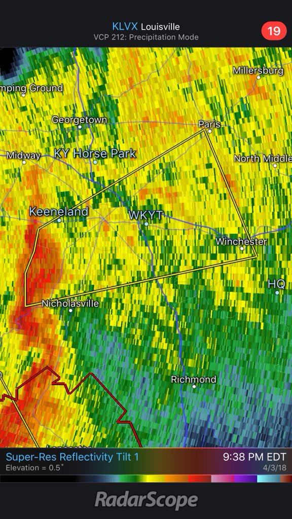Severe Thunderstorm Warning for Bourbon, Clark, Fayette and Jessamine Counties  until 10:00pm EDT. #kywx