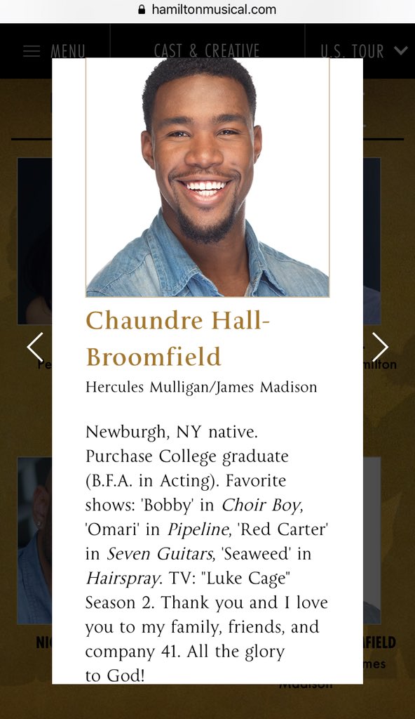 NFA_Dance's tweet photo. NFA Dance and Musical Alumni Chaundre Hall-Broomfield takes the stage with the National Tour (Angelica Cast)of Hamilton! Way to go Chaundre! #GoldbackStandard #GoldbackPride #NFADance #NFAMusical https://t.co/rgKSNgKIKE