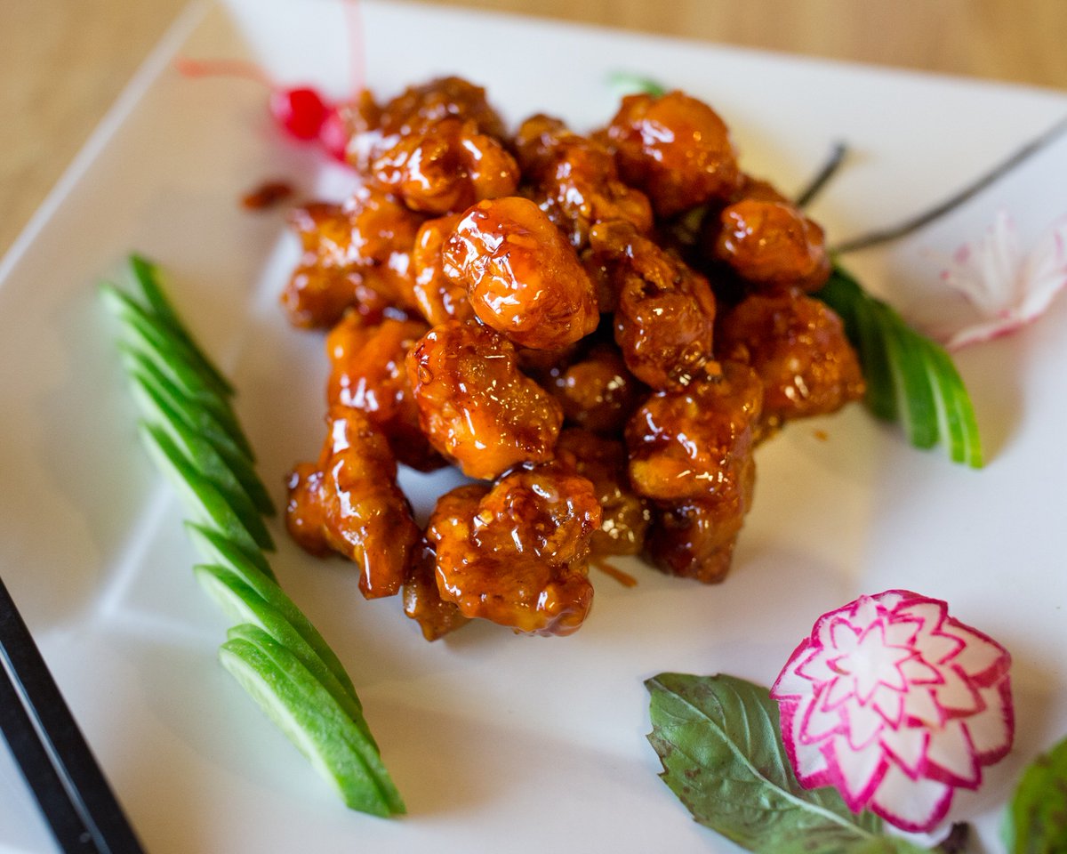 General Tso's Chicken. In-house crispy breaded chicken with mild tangy General Tso's Sauce