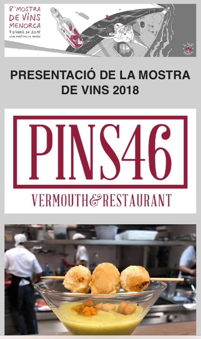 PINS46's tweet image. Demà dijous dia 5 a partir de les 11h: presentació de la 8ena Mostra De Vins 2018. Tots els professionals del sector que hi vingueu podreu degustar un aperitiu de mar sobre crema de carbassó al romaní que maridarà amb un vi natural seleccionat per @DeVinsMenorca