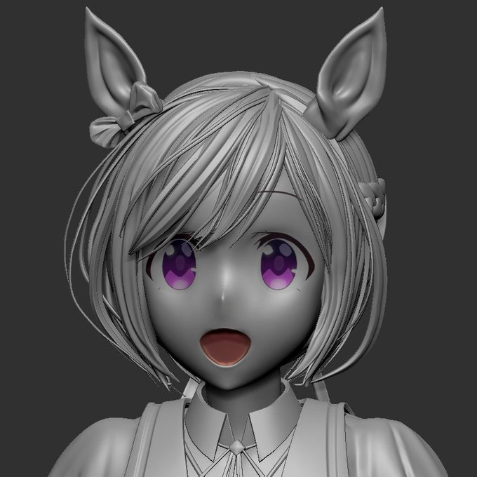 録画してたウマ娘見ました。可愛かったので落書き。 #ウマ娘 #ZBrush 