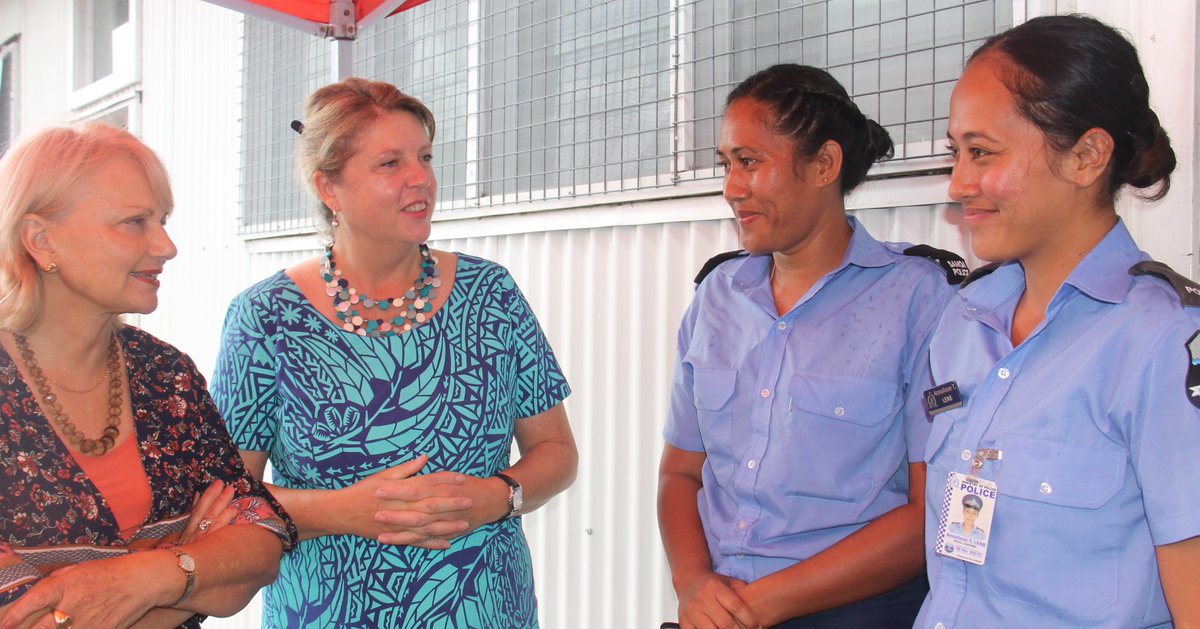 AusAmbGender's tweet photo. Pleased to see #Samoan women taking on leadership roles in the #SamoaPolice. Met a group of them today and took a tour of the #SamoaPolice HQ in Apia. @samoagovt https://t.co/IMwJeE11cJ