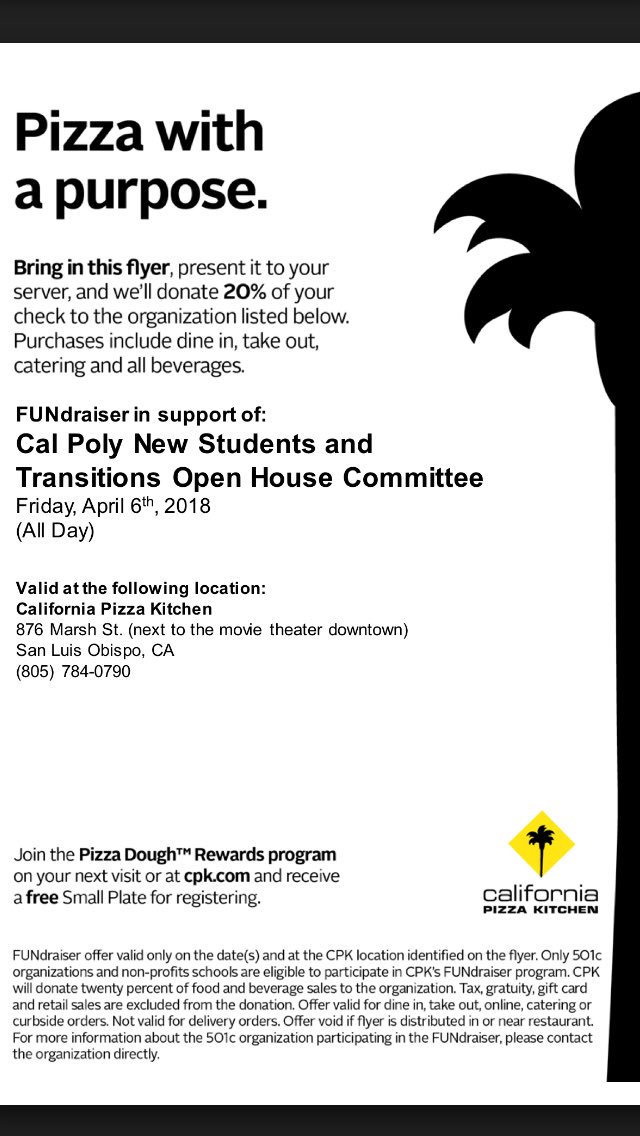 Cal Poly Orientation On Twitter Join Us At California Pizza