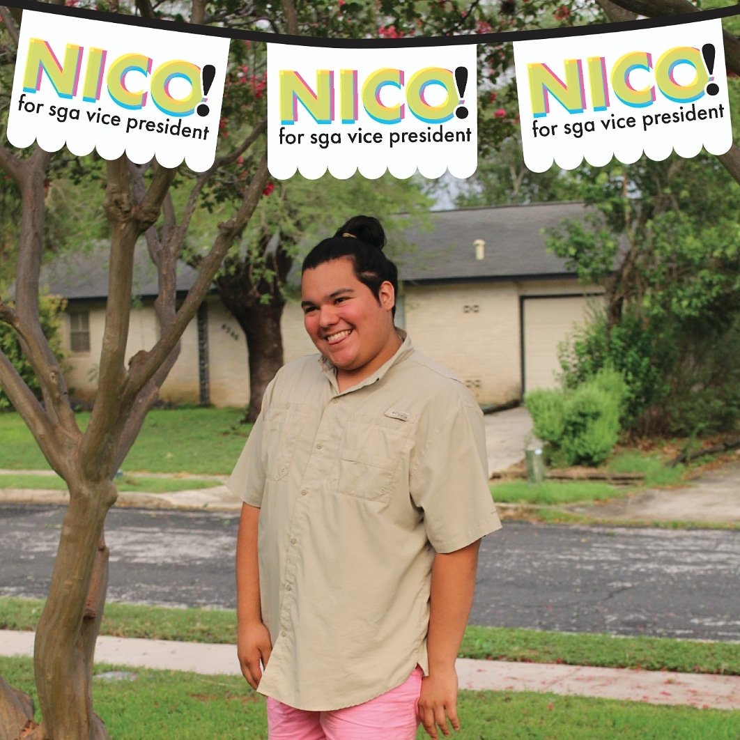 Miezkool's tweet photo. N-I-C-O! GO VOTE FOR NICO! #Nico4VP #UIWPride https://t.co/eXAC0MxJVs