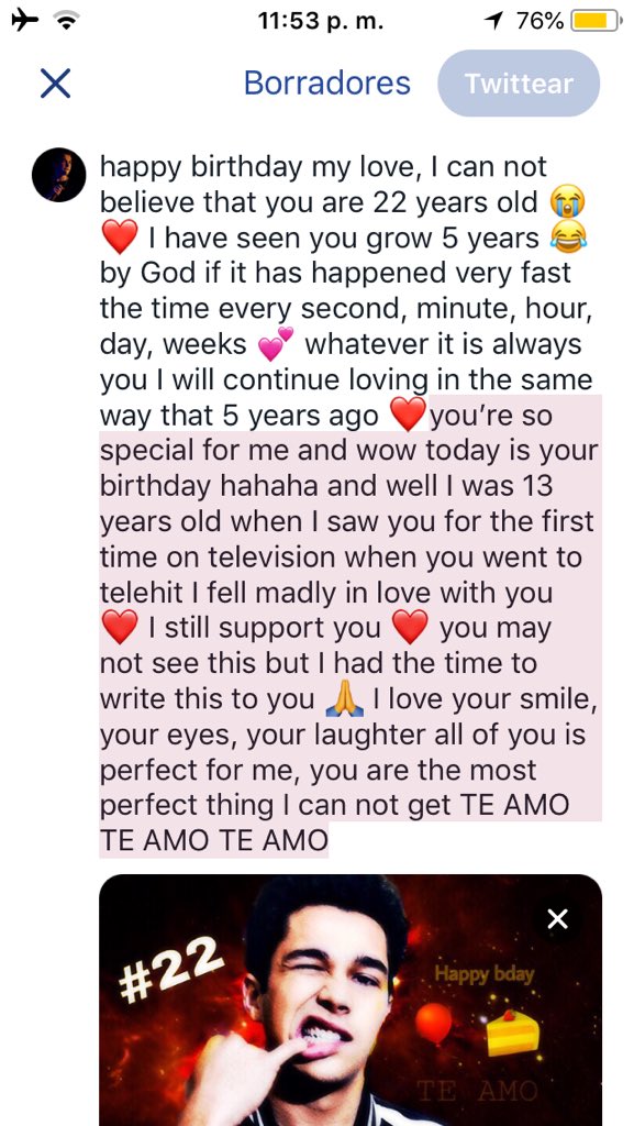 iamjeonggkie's tweet photo. HAPPY BIRTHDAY DEAR ๐ Please @AustinMahone READ THIS โค๏ธ๐๐๐โค๏ธโค๏ธ I HOPE YOU ANSWER ME ๐ญ๐ญ๐ญ #HappyBirthdayAustinMahone #mahomie #ameezy TE AMO https://t.co/NJZzTEvYqQ