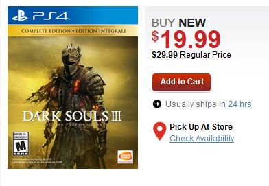 Cheap Ass Gamer On Twitter Dark Souls Iii The Fire Fades Edition Ps4 X1 19 99 Via Gamestop Https T Co 3k8ceajnad