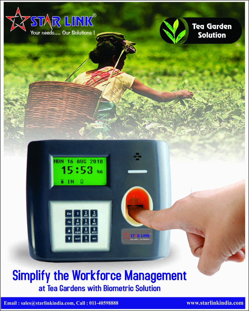 starlinkindia's tweet image. Biometric Attendance with Tea Garden Solution
goo.gl/1oeYV8
#biometric #attendance #teaGardenSolution