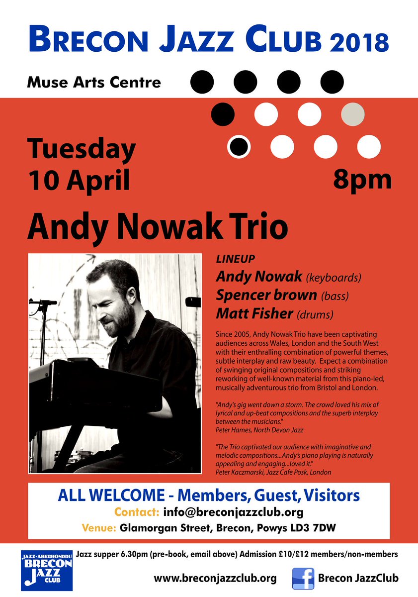 andynowaktrio's tweet image. We'll be playing @BreconJazzClub next Tuesday. It will be an awesome night of standard and original material. #SeeYouSoon! @breconjazzfest @BreconJazz @Jazzwise @Jazzineu @thejazzmann #Jazz #piano #Creative #creativity #WednesdayWisdom #tickets -  ticketsource.co.uk/event/FGMDJK
