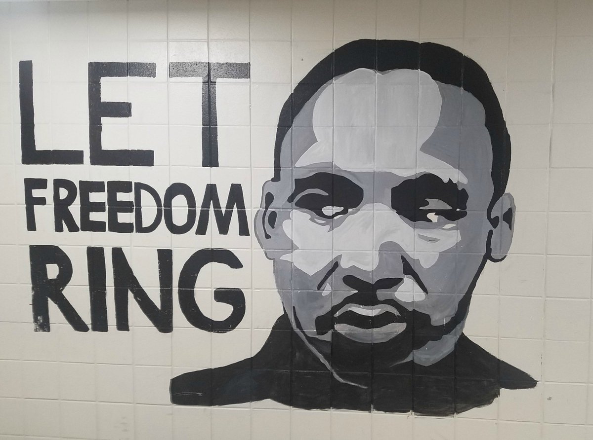 Proudly sharing this painting of Dr. Martin Luther King, Jr.- painted in a hallway at Ludlow High School by LHS students - as we remember the civil rights leader on the 50th anniversary of his assassination. #lhspride #rememberingMLK