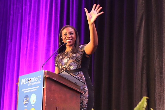 WEConnection's tweet photo. Tanya Walker from @Walker_law accepting the @WEConnection Women's Business Enterprise of the Year Award, Services at the #WEConnectGala! #She2B Focus on #SDG5 #WomenInBiz #SupplierDiversity https://t.co/EZVYDldwuq