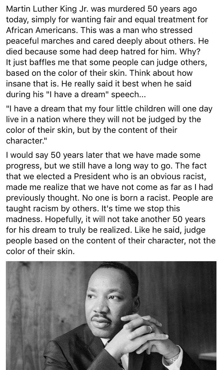 CardKingRS44's tweet photo. My message about Martin Luther King Jr. on the 50th anniversary of his death. #MartinLutherKingJr #IHaveADream https://t.co/MxVha2YOmx