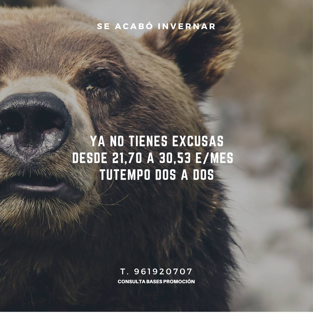 #CuentaAtrás #PROMOCIÓN vigente hasta el 8 de abril: SE ACABÓ INVERNAR. Ya no tienes EXCUSAS. Haz deporte Matrícula 0€. + info ☎ 961920707 CONSULTA Bases 👉 goo.gl/eXusMn Solo en <a href="/TUTEMPODOSADOS/">TUTEMPO Dos a Dos</a>