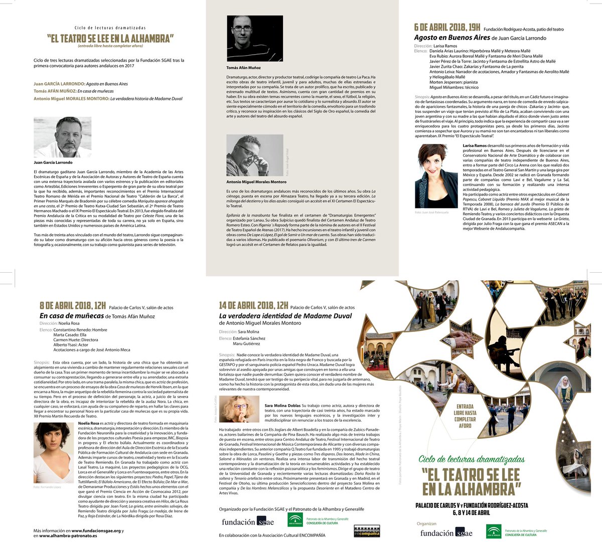 #Granada El ciclo ‘El teatro se lee en la Alhambra’ de la <a href="/fundacionsgae/">PAlHl</a> y <a href="/alhambracultura/">Alhambra de Granada</a> alza el telón con textos de autores andaluces.
ow.ly/a6a530jjaLZ
#LeerTeatro #Tuiteatreros