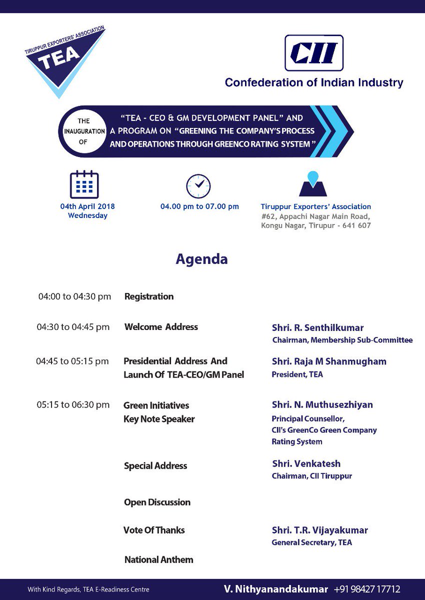 VirtualVastra's tweet photo. How Tirupur Manufacturers can Brand themself as "Sustainable and Green" #CIIGBC #VRNC #Greenco #FEEMP #Sustainability @vyingaki @teatiruppur @FollowCII @vijayvettri @mailcatrr @gikrish @manoigr An interesting event being organised. #VibrantTirupur https://t.co/paewLKRuuJ