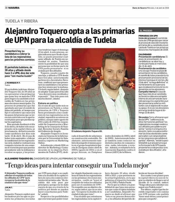 jlruizarriazu's tweet photo. Mi más sincera enhorabuena a @alextoquero.
Es la tecla perfecta para que según mi opinión @UpnTudela_ pueda tener opciones de gobernar Tudela. https://t.co/oZnAZr9zro