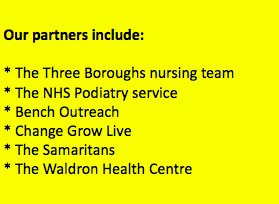 The999Club's tweet photo. We work with a number of partners to improve the health and well-being of the people who visit our centre. Specialist workers help people get the right support to improve their physical and mental health.
#homeless #charity #london #deptford #roughsleeping #makingchangecount https://t.co/pW6q6FpjCy