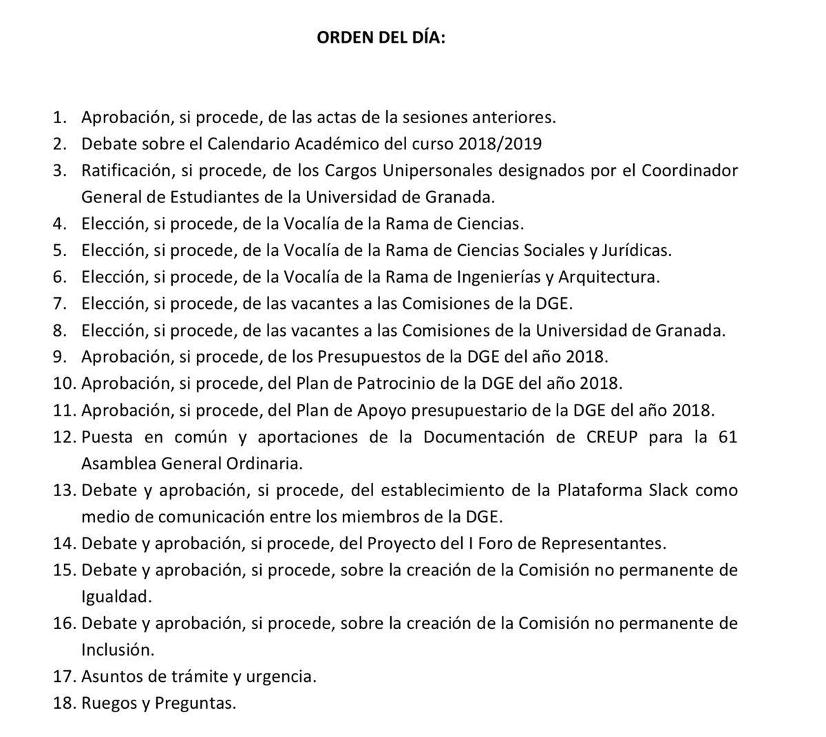 dgeUGR's tweet photo. El Pleno se reúne esta tarde a partir de las 16:00h en el Espacio V Centenario con el siguiente orden del día: https://t.co/DulQWTUJRu