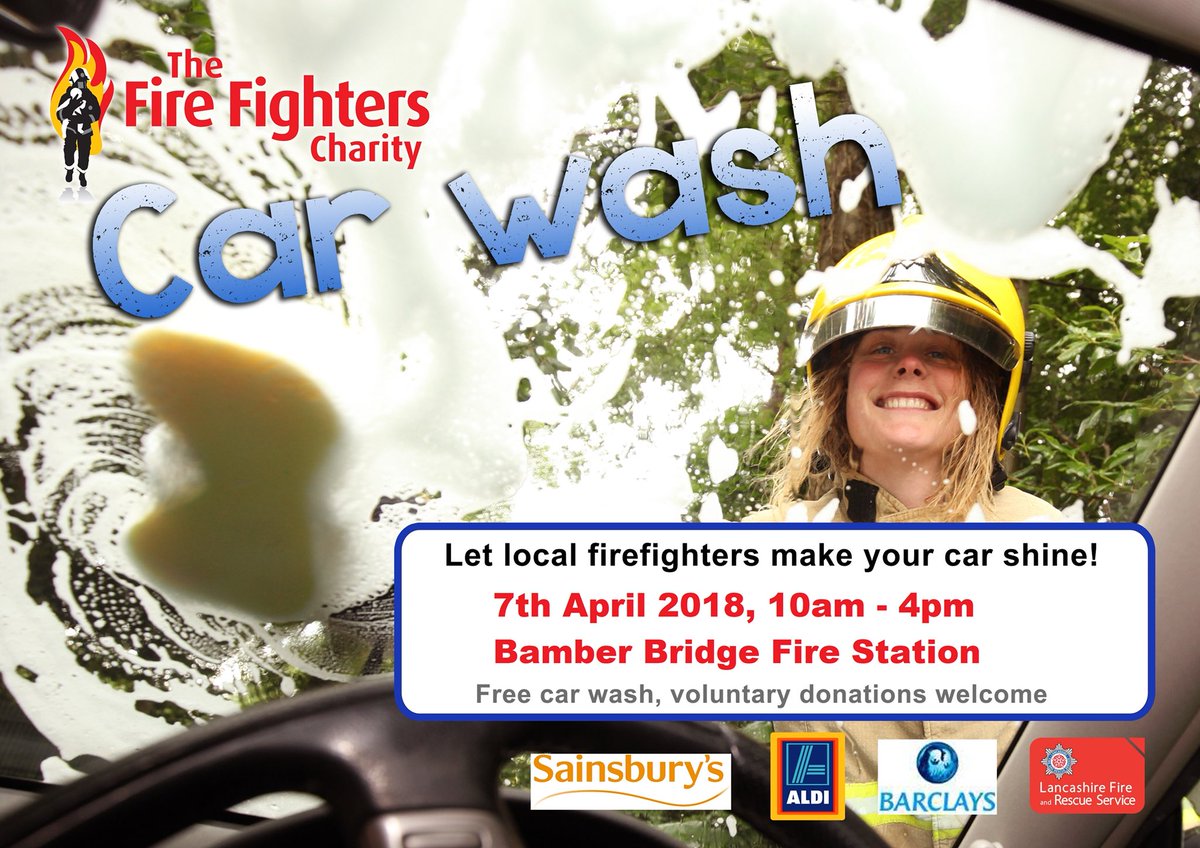 Come on down to Bamber Bridge fire station this Saturday and have your car washed by your local fire crews!! All proceeds to <a href="/firefighters999/">Fire Fighters Charity</a>