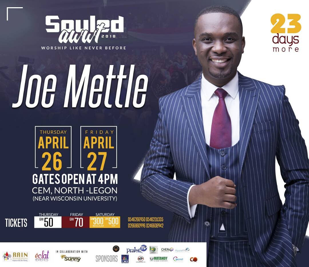 rain_foundation's tweet photo. You cannot afford to be anywhere else on 26th, 27th, and 28th of this month. It's #SouledAwwt2018 #WorshipLikeNeverBefore Tickets are very affordable. Whatsapp 0262763371 for yours to prevent any last minute disappointment. https://t.co/I7pxcVFhBe