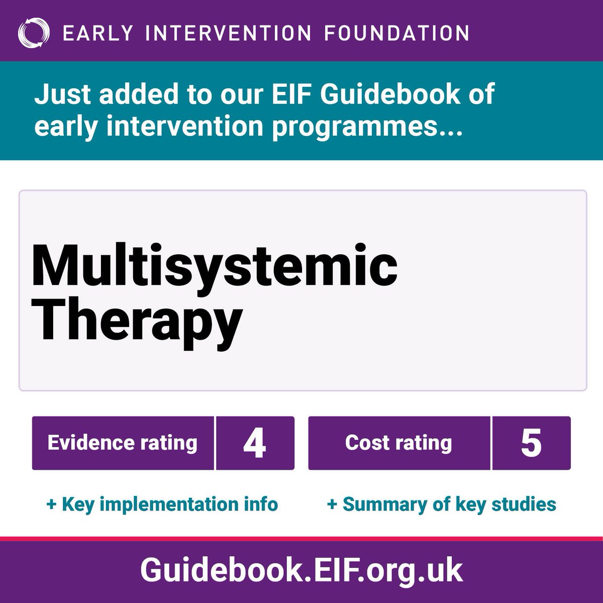 FoundationsWW's tweet image. Just added to the EIF Guidebook of evidence-based #earlyintervention programmes, Multisystemic Therapy (MST):  guidebook.eif.org.uk/programme/mult… ... And a blog from @Tom_EIF, on how EIF handles mixed findings from large evidence-bases:  eif.org.uk/what-happens-w…