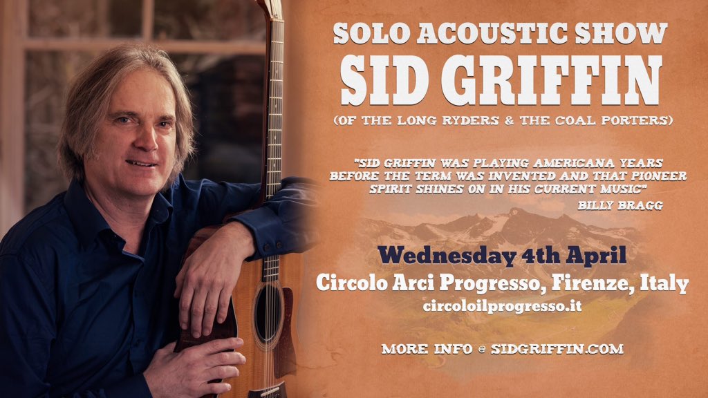 cdpilProgresso's tweet photo. #live #savethedate @cdpilProgresso Mercoledì 4 aprile ore 21:45 il ritorno di SID GRIFFIN a Firenze! https://t.co/oJuuEgTSox