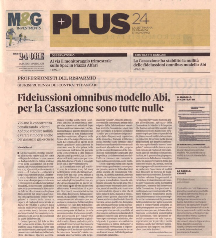 UtiliaOrg's tweet photo. Contributo dell'A.D. Fabio Barbieri per "Plus24 - Il Sole 24 Ore" all'articolo di Nicola Borzi-"Fideiussioni omnibus modello Abi, per la Cassazione sono tutte nulle" #culturafinanziaria #banche #fideiussioni #fideiussioninulle #contenzioso #contenziosobancario #tuteladelrisparmio https://t.co/CmKl6mEnQD