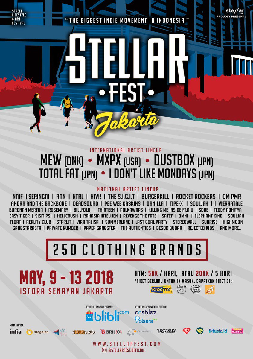 Oh It's ON!! 
STELLAR FEST 2018
9-13 MEI 
ISTORA,SENAYAN
JAKARTA

Earlybirds READY
tickets on <a href="/KiOSTiX/">kiosTix</a>  www,kiostix,com
#stellarfest #SF18