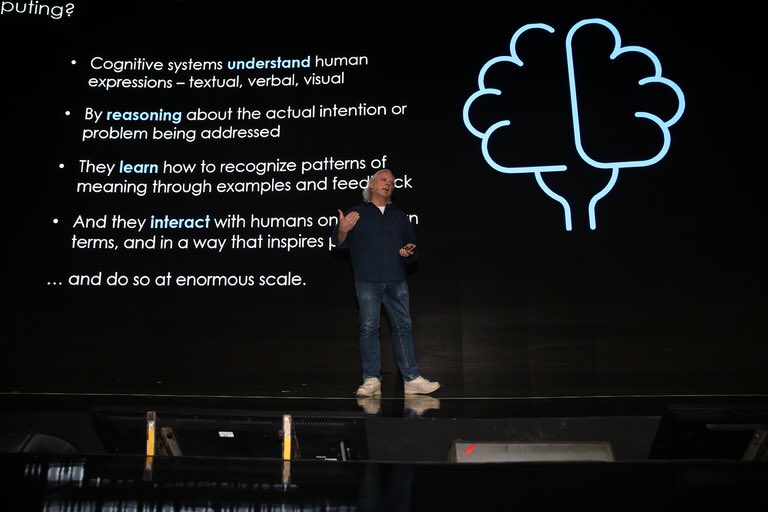 Kaan_Terzioglu's tweet photo. #IBMWatson CTO @rhigh points out a promising point about #AI: it is here to augment and amplify human intelligence, not replacing it. That is the spirit of a futurist! #TeknolojiZirvesi https://t.co/wsdUVqjiPK