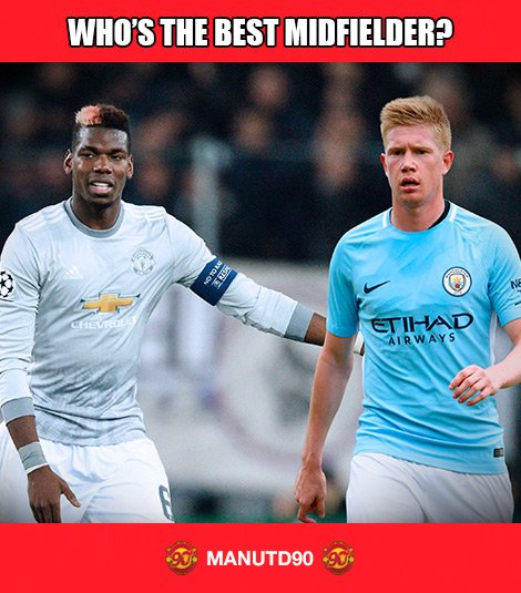_manutd90's tweet photo. ❤️⚽️ Who’s the Best Midfielder: Pogba or De Bruyne? ⚽️❤️ https://t.co/F2KHqLQWvO