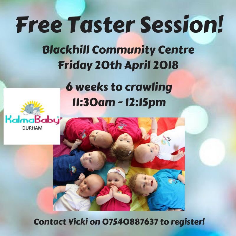 Calling all parents in Consett!! We have a FREE taster session on Friday 20th April in Blackhill Community Centre, and you don't want to miss it! If your little one is between 6 weeks and crawling then this class is for you! Send us a message and we'd love to sign you up 😁