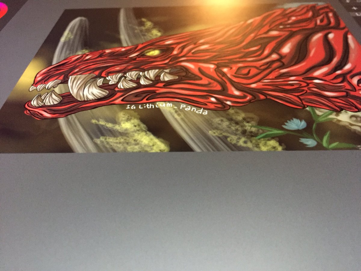 Lithium_Kigen's tweet photo. Meat dog is done. Should i put it into my redbubble? His head will be a sticker and the artwork will be other stuff. #odogaron #odog #MonsterHunterWorld #monsterhunter #rottenvale #capcom sorry for the light glare.... i was taking a pic of my ipadpro lol https://t.co/EoUK1gbKdz