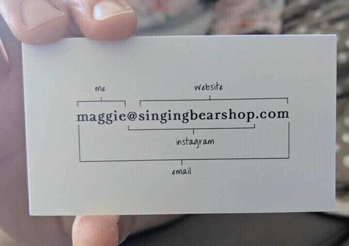 We love this #businesscard from <a href="/singingbearshop/">Singing Bear Shop</a> Simple design but really effective! and it's gone viral ... who'd have thought a business card would go viral. #GraphicDesign