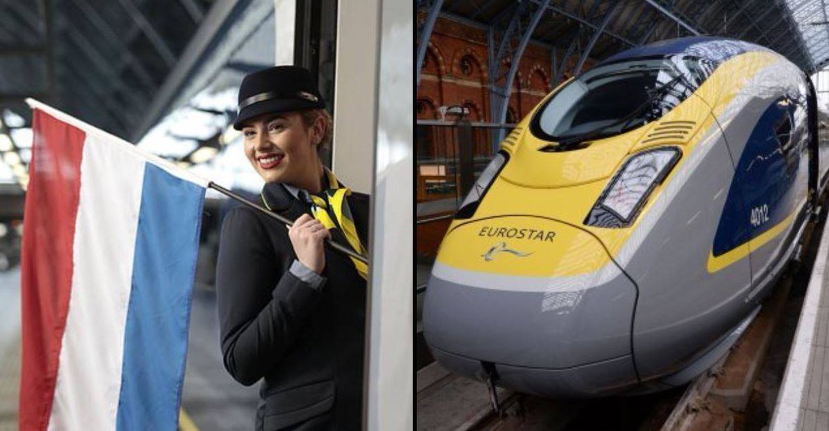 ladbible's tweet image. First ever Eurostar from London to Amsterdam has just set off. ladbible.com/news/uk-news-t…