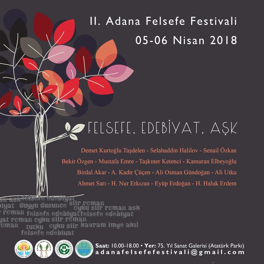 Demettasdelen's tweet photo. 2. Adana Felsefe Festivali yarın başlıyor. Benim başlığım, “Bir Performatif Felsefe Etkinliği: -Olmayan’da Deneylediğim Ne Var?” #felsefe #festival #adana #konferans #performatiffelsefe #adanakentkonseyi #çukurovaüniversitesi https://t.co/R5yXacOYUA