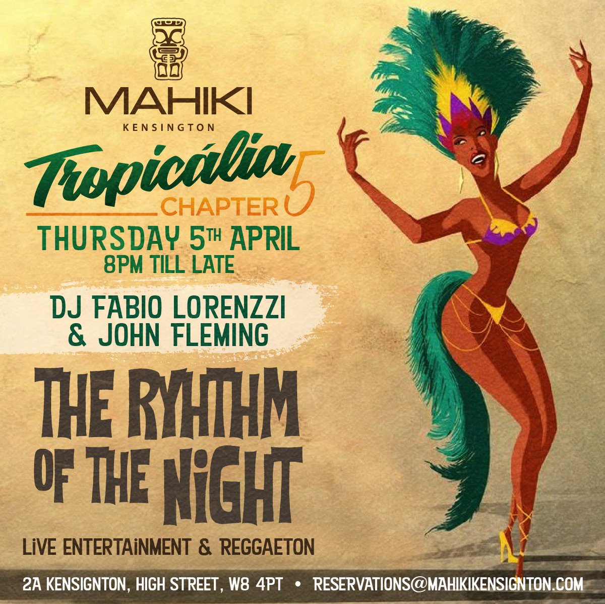 MahikiKen's tweet photo. Tropicalia is back this Thursday with a BANG! Contact reservations@mahikikensington to book now! 🌺#southamericannight #brazilparty #latinnight #nightlife #dj #hits #girls #nightout #lifestyle #babygang #mahikikensintgton #latinlondon #braziliansoflondon #carnivalparty #carnival https://t.co/K9iDok72tE