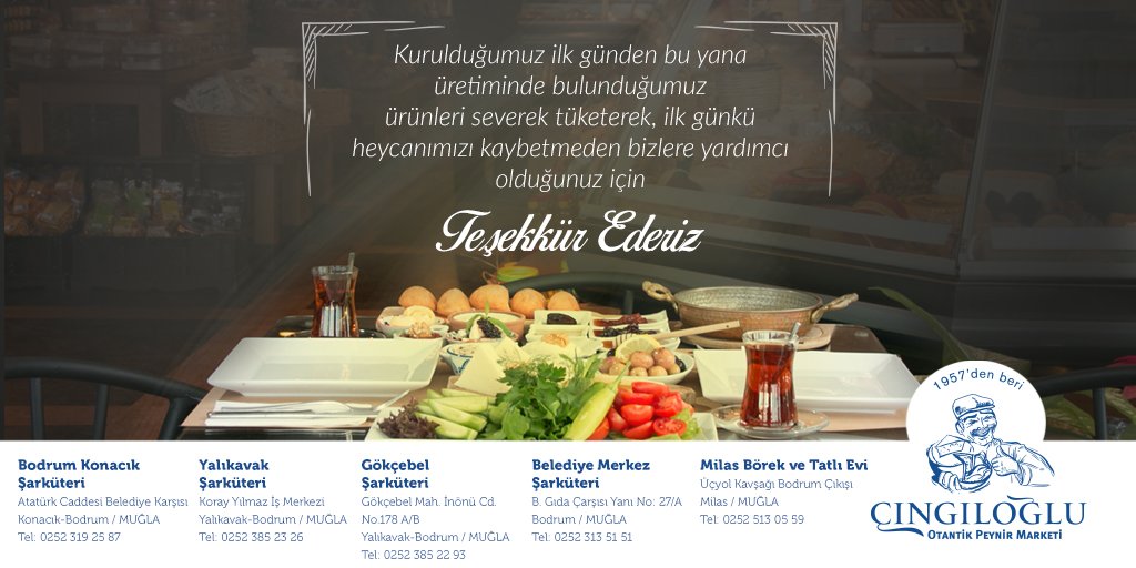 👨‍🍳😊👨‍🍳Kurulduğumuz ilk günden bu yana
üretiminde bulunduğumuz
ürünleri severek tüketerek, ilk günkü
heycanımızı kaybetmeden bizlere yardımcı
olduğunuz için
teşekkürler🙏🙏

Çıngıloğlu Otantik Peynir Marketi 🧀
📞 0541 319 25 87 cingiloglu.com.tr