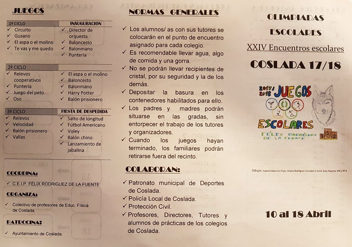 TQuevedoCoslada's tweet photo. Ya han llegado las XXIV Olimpiadas Escolares de Coslada. A partir del día 5 de abril en el que se hará el recorrido de la antorcha hasta el día 18 de abril en el que cerrarán las olímpiadas nuestros alumnos de 6º de E.P. https://t.co/gHhDBy7MiG