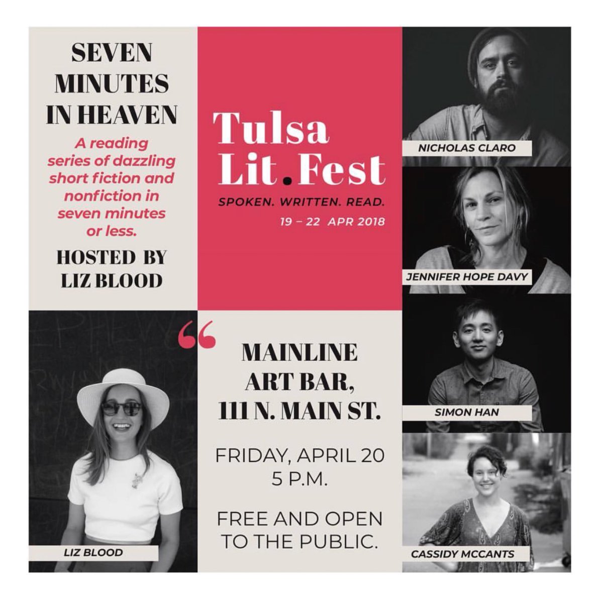 Really excited to be a part of this reading for the #tulsalitfest on the 20th.