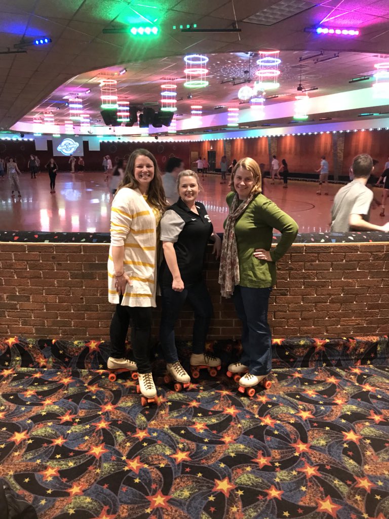 CMSAPNichols's tweet photo. Teachers on skates joined by the senior class president for a break in the action. #funtimes @Central_Magnet @CentralMagnet18 #Classof2018 https://t.co/L3ip5Do31H