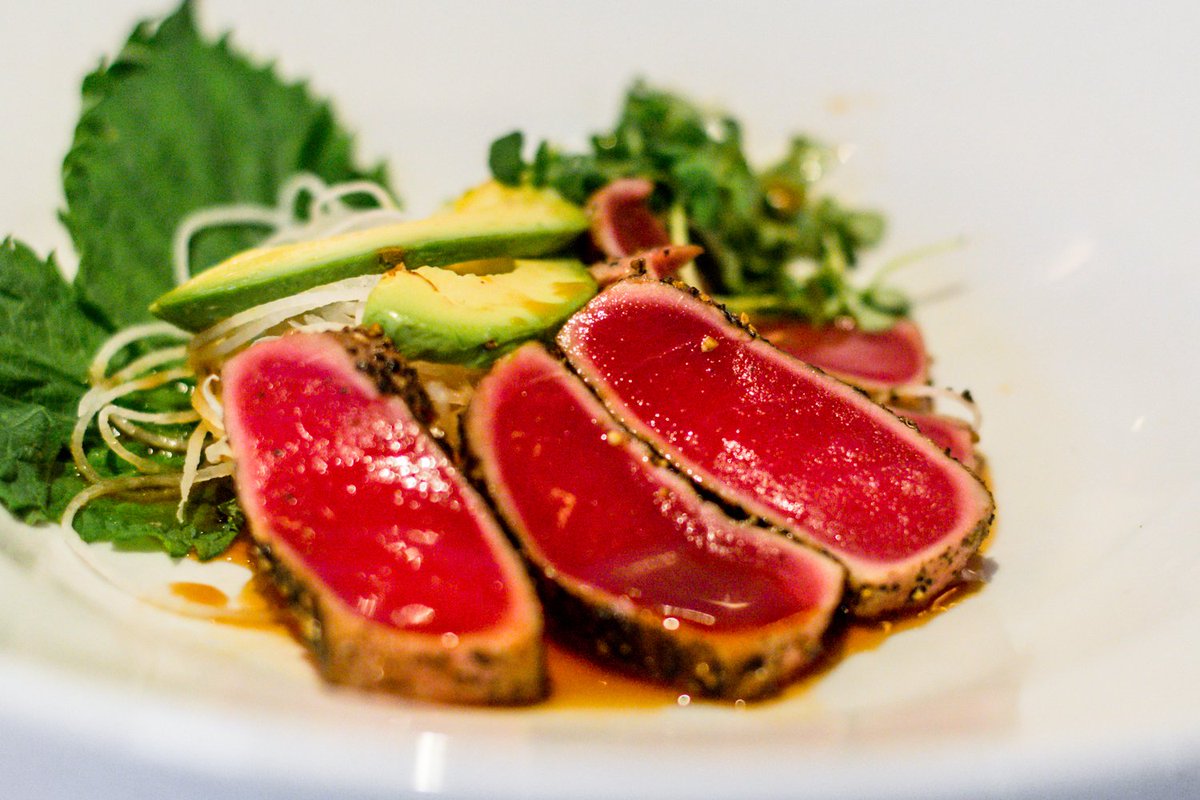 Treat yourself while eating clean with the seared "Big Eye" tuna from our raw bar menu. #wellnesswednesday #cleaneating
