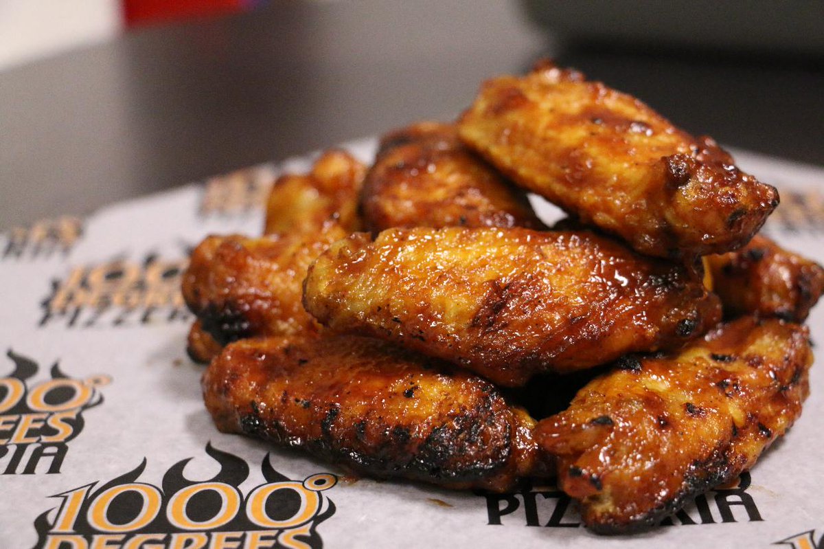 1000DegreePizza's tweet photo. When winter is over and you are no longer "Cooped Up", so you spread your "Wings" and fly to 1000 Degrees to try one of our six delectable wing sauces!! #FlameFired #WingWednesday https://t.co/qGBbAYFUV9