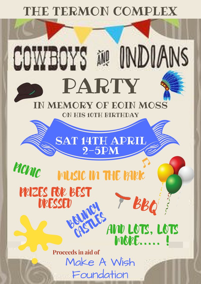 A date for your diary.... Sat 14th April 2-5pm in aid of Make a Wish Foundation #fundraiser #party #wishes #Donegal