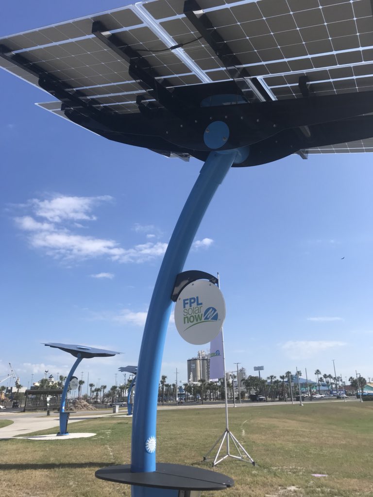 gpallone13's tweet image. HERE COMES THE SUN: @insideFPL dedicates new #SolarTrees at @PortCanaveral goal is to get people talking about #solar energy @MyNews13 #Brevard