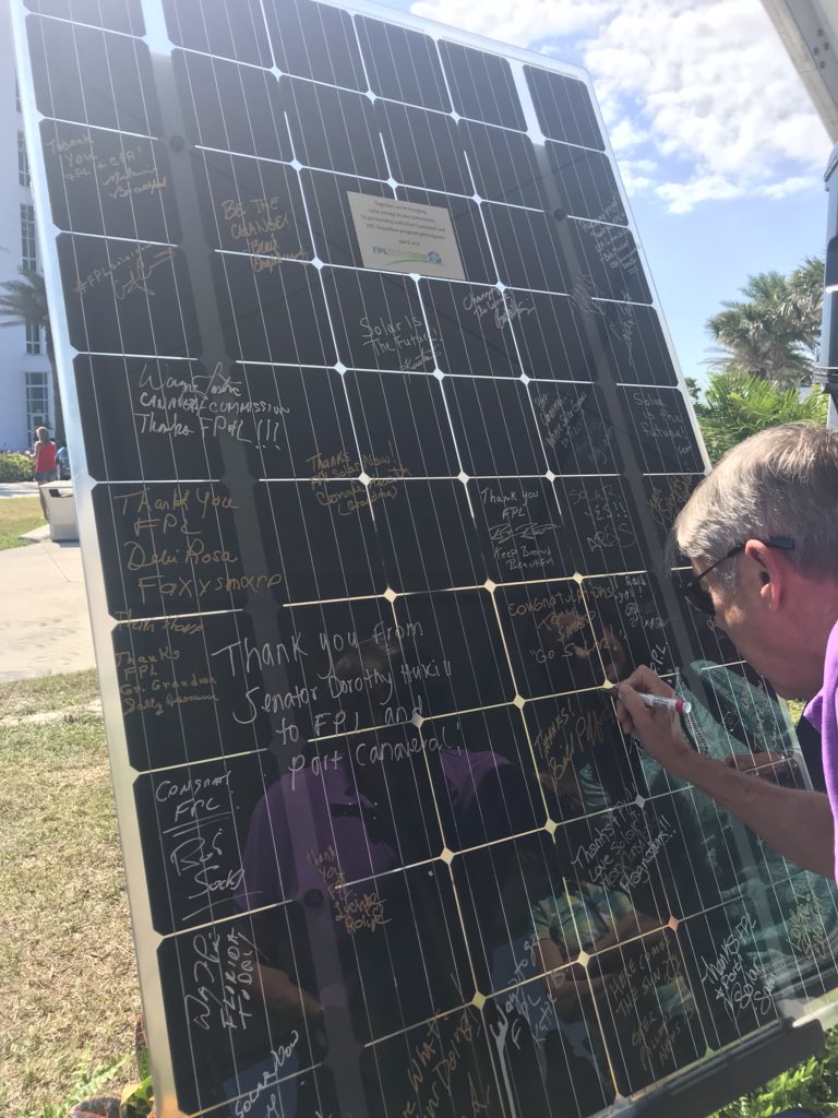 gpallone13's tweet image. HERE COMES THE SUN: @insideFPL dedicates new #SolarTrees at @PortCanaveral goal is to get people talking about #solar energy @MyNews13 #Brevard