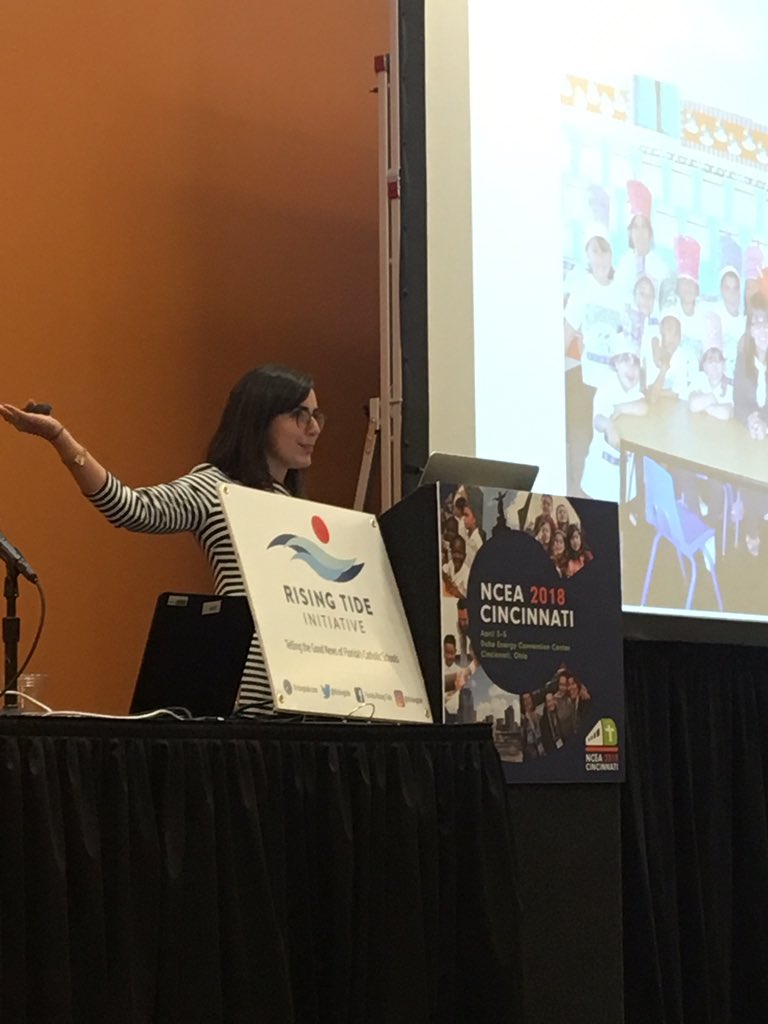 nikki_lowrey's tweet photo. .@flrisingtide's @renstoeckle slaying it at #ncea18 #ncea2018 #catholicschoolchoice...it's about mission not money. https://t.co/rWLmVDohr3