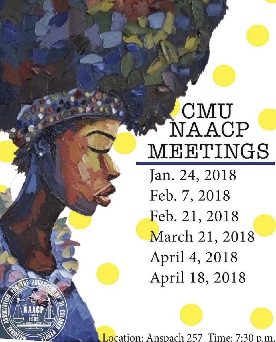 CMU_NAACP's tweet photo. 🚨Only 2 meetings left🚨Tonight we will be discussing Music and Activism✊🏾🎶 https://t.co/nNxzqECxiB