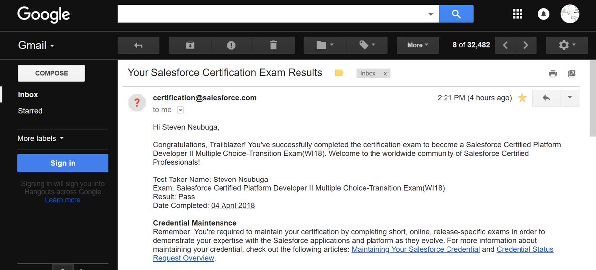stevensubuga's tweet image. Waiting on @SalesforceU and @trailhead for next steps. #platformdeveloper2